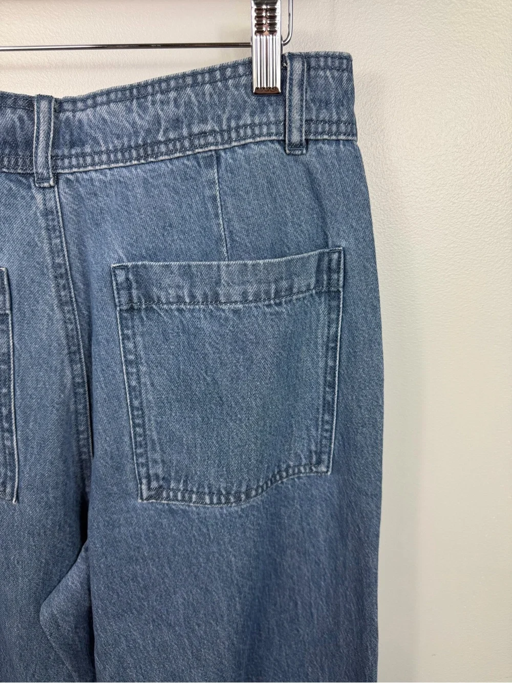 Venus Womens High Rise Wide Leg Jeans Size 10 Medium Wash Raw Fringed Hem Crop